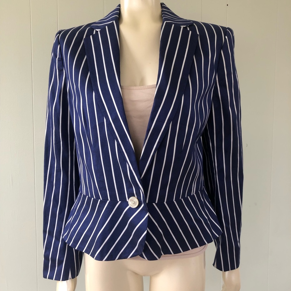 Blue and white stripped blazer